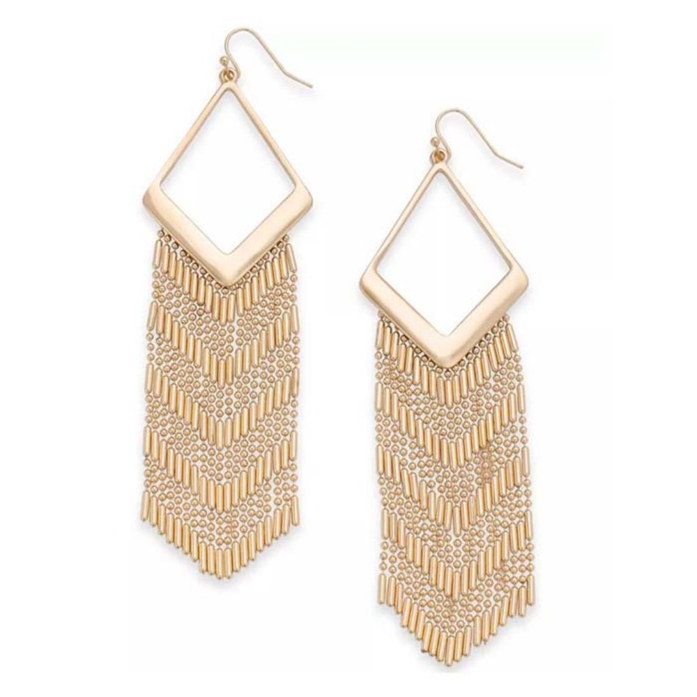 New INC Gold-Tone Chain Fringe Chandelier Earrings